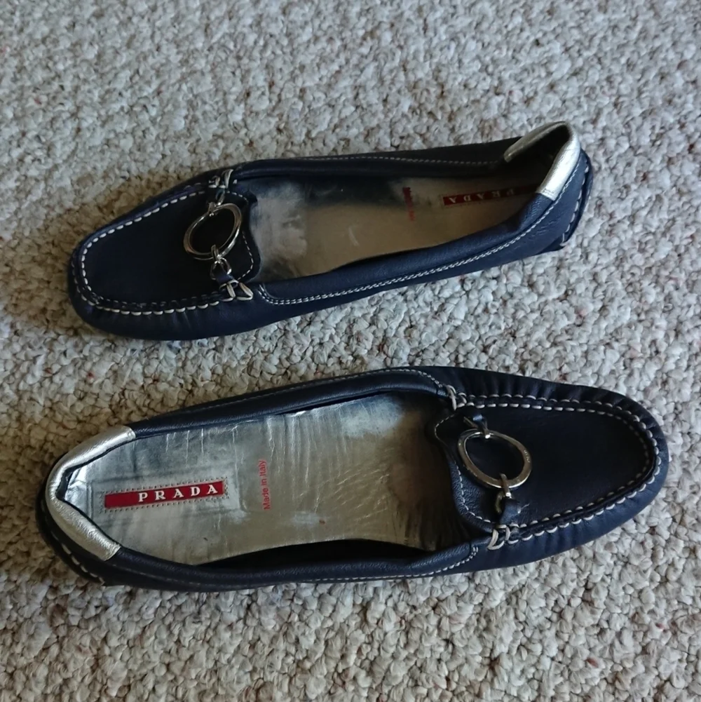 Prada Made in Italy Slip on Navy Loafers size 38